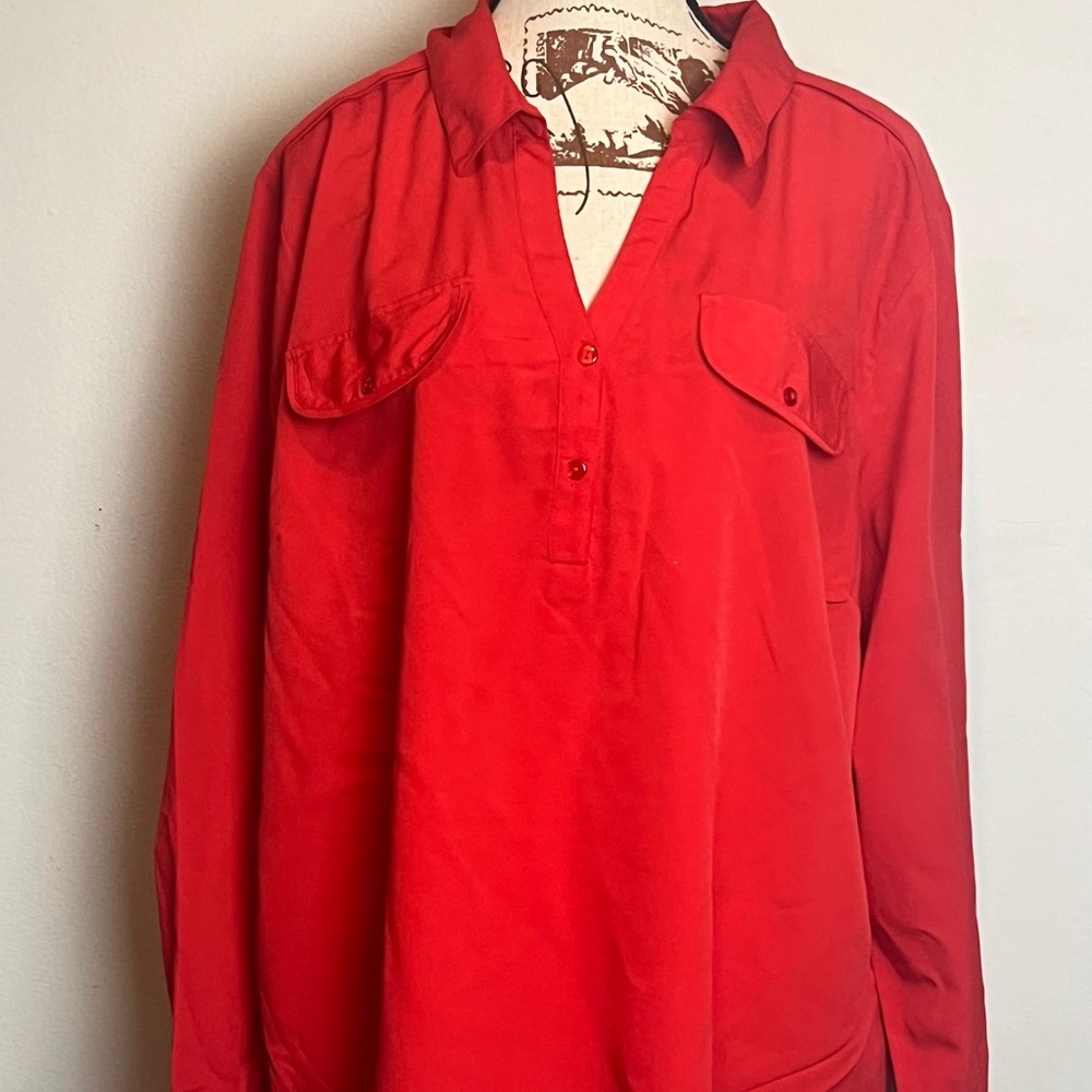 Red Button-Up Style Top